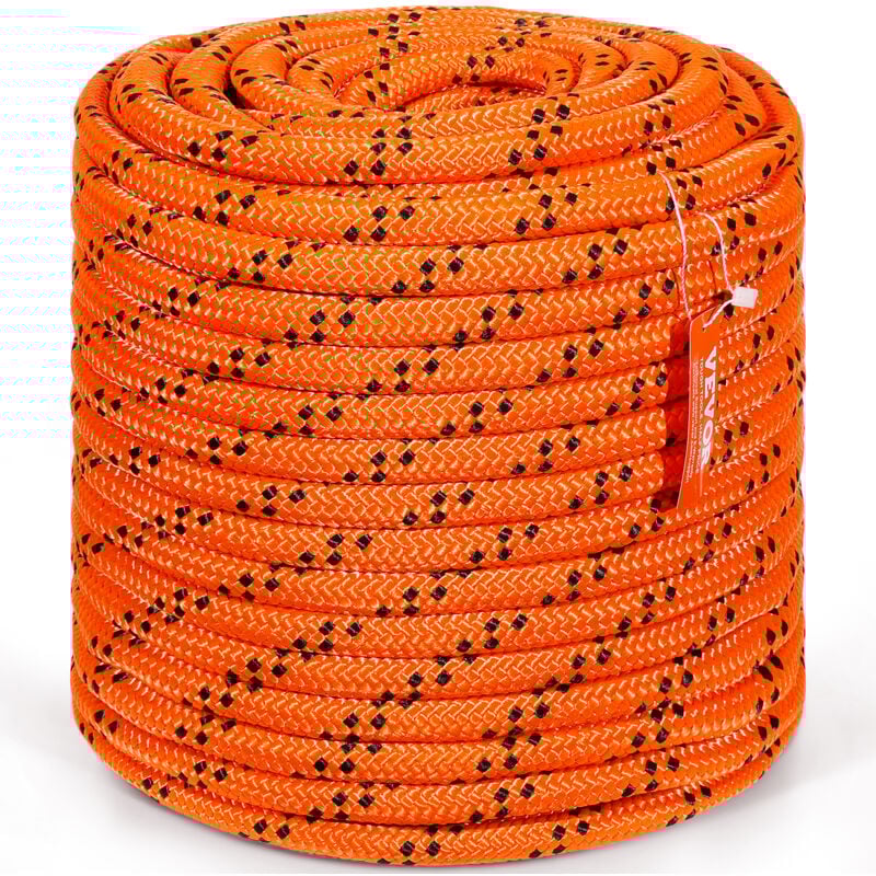 Corde en polyester double tresse, 19 mm x 67,06 m, corde deescalade en plein air, 24 brins, resistance a la rupture de 88,96 kN, pour randonnee,