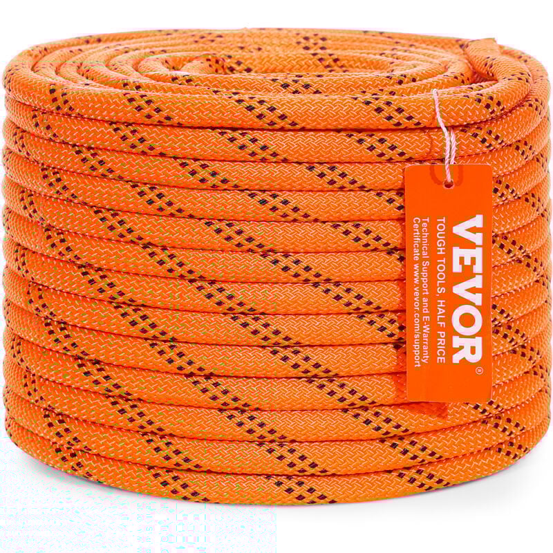 Corde en polyester double tresse, 9,5 mm x 36,57 m, corde deescalade en plein air, 48 brins, resistance a la rupture de 17,79 kN, pour randonnee,