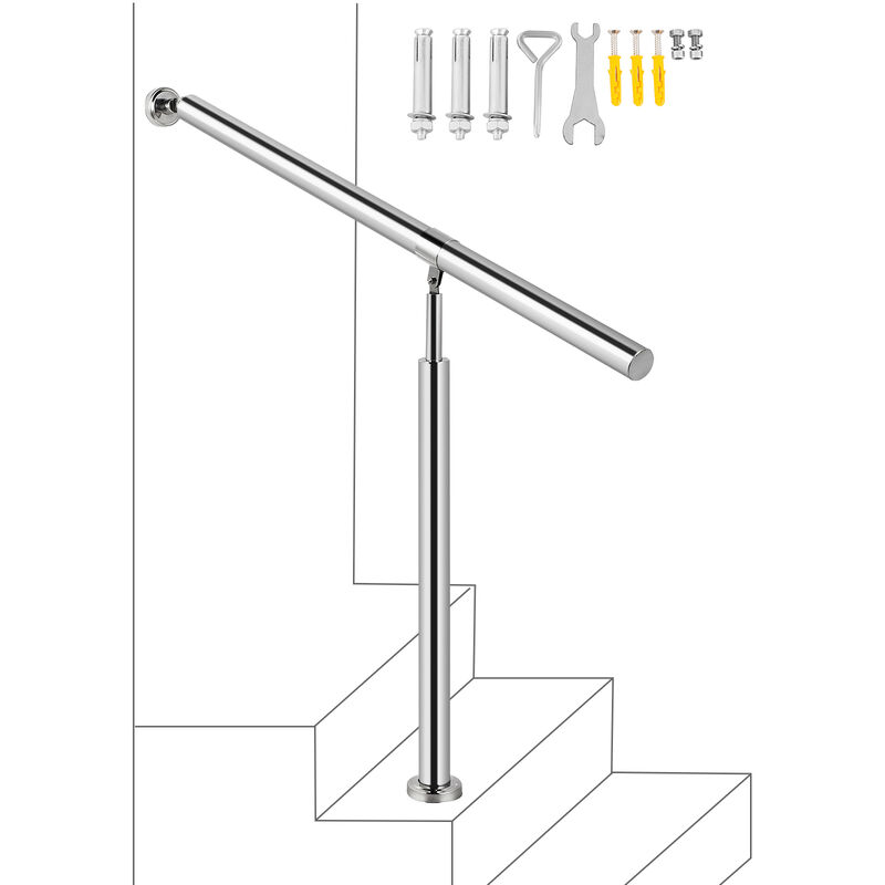 Image of VEVOR Corrimano per Scala Esterna Corrimano da 1 Gradino Ringhiere in Acciaio Inossidabile Corrimano Scale Acciaio Inossidabile Ringhiere da 1