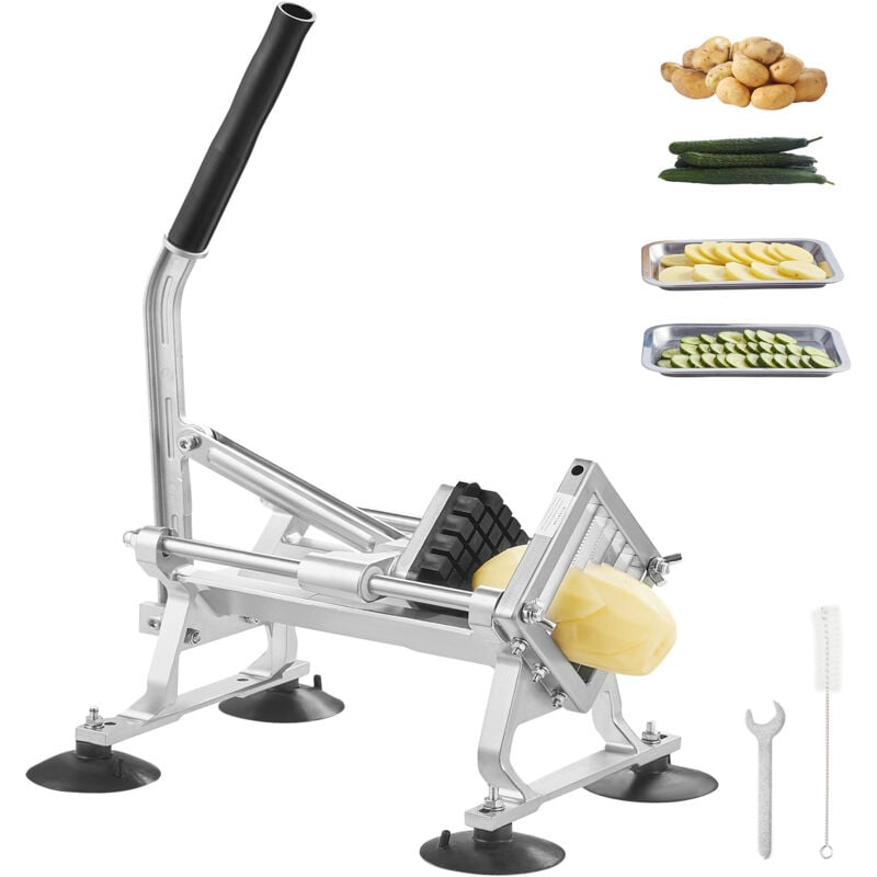 Vevor Coupe-Frites Commerciale, Trancheuse a Legumes Fruits Manuelle 12,7 mm, Coupe-Legumes en Acier Inoxydable et Alliage deAluminium, avec Pieds