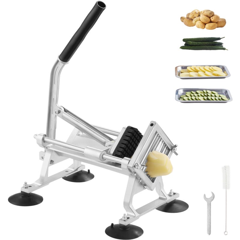 Vevor Coupe-Frites Commerciale, Trancheuse a Legumes Fruits Manuelle 9,5 mm, Coupe-Legumes en Acier Inoxydable et Alliage deAluminium, avec Pieds