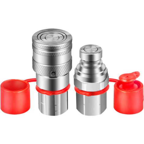 VEVOR Coupleur Hydraulique a Connexion Rapide 1 kit,Raccord Rapide Hydraulique Corps 1/2" Filetage NPT 1/2",Coupleur Rapide Acier,Raccord Hydraulique Haut Debit, Connecteur Rapide Chargeuse Compacte