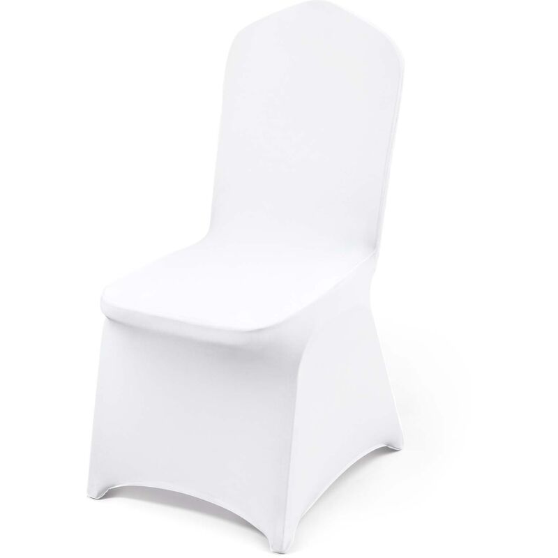 Couverture Housses de Chaise Mariage 50 Pieces Housse de Chaise Blanche Housse de Chaise Banquet pour Chaises sans Bras Polyester et Elasthanne