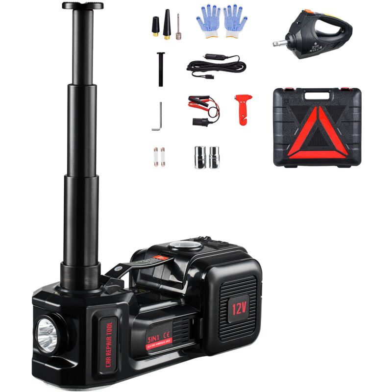 VEVOR Cric Electrique 5 T, Cric de Voiture Automatique avec Gonfleur Integre, Cric de Levage avec Cle a Chocs Electrique et Lampe LED, Outil