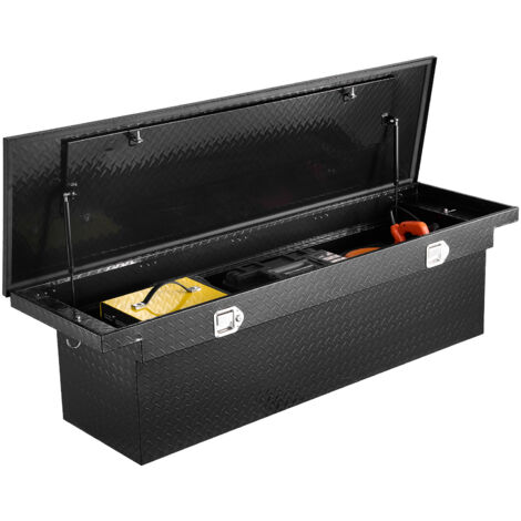 VEVOR Crossover Truck Tool Box, 69x20x18 In, Heavy Duty Aluminum Toolbox with Diamond Texture, Pick Up Truck Bed RV Trailer Toolbox, Waterproof Storage Organizer with Lock, Keys, Side Handles, Black