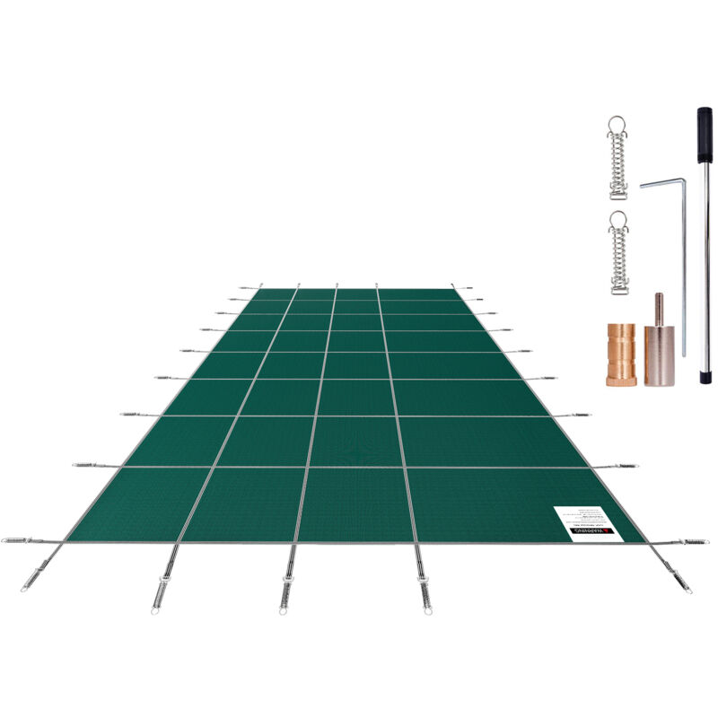 Mophorn 16X40Ft Cubierta Rectangular De Seguridad Para Piscinas Enterradas, Agujeros De Drenaje, Cubierta De Malla, Protección De Invierno, Verde,