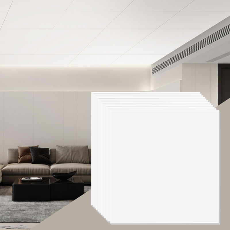 Vevor – Dalles de plafond suspendues 24 x 24 po – Lot de 12 – PVC ignifuge et flexible – Installation facile – Couverture 48 pieds carrés