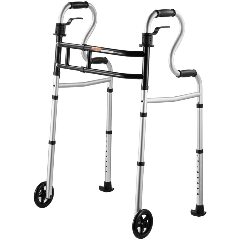 Deambulateur pliable a roulettes, conception polyvalente 3 en 1, hauteur et largeur reglables, cadre en aluminium leger Roues avant pour une mobilite