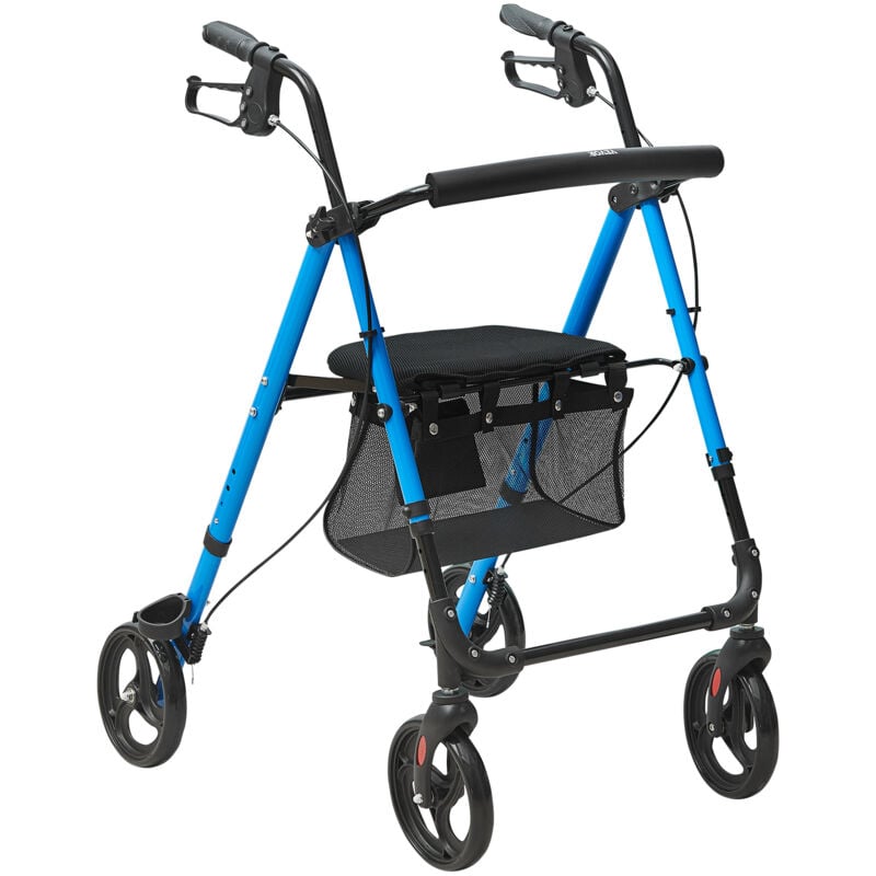 Vevor Deambulateur pour personnes agees et adultes, rollator pliable en aluminium leger avec siege et poignee reglables, deambulateur exterieur avec
