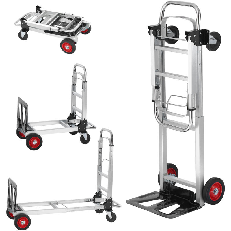VEVOR Diable Pliant En Aluminium 2-en-1 Capacité 181kg Convertible En Chariot Plate-forme
