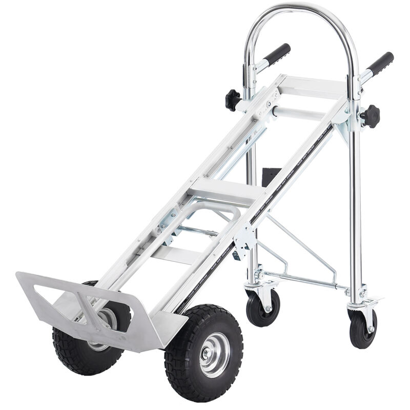 Mophorn - Diable en aluminium 4 en 1 , capacite de 1 000 lb, chariot pliable convertible robuste, chariot utilitaire avec roues en caoutchouc,