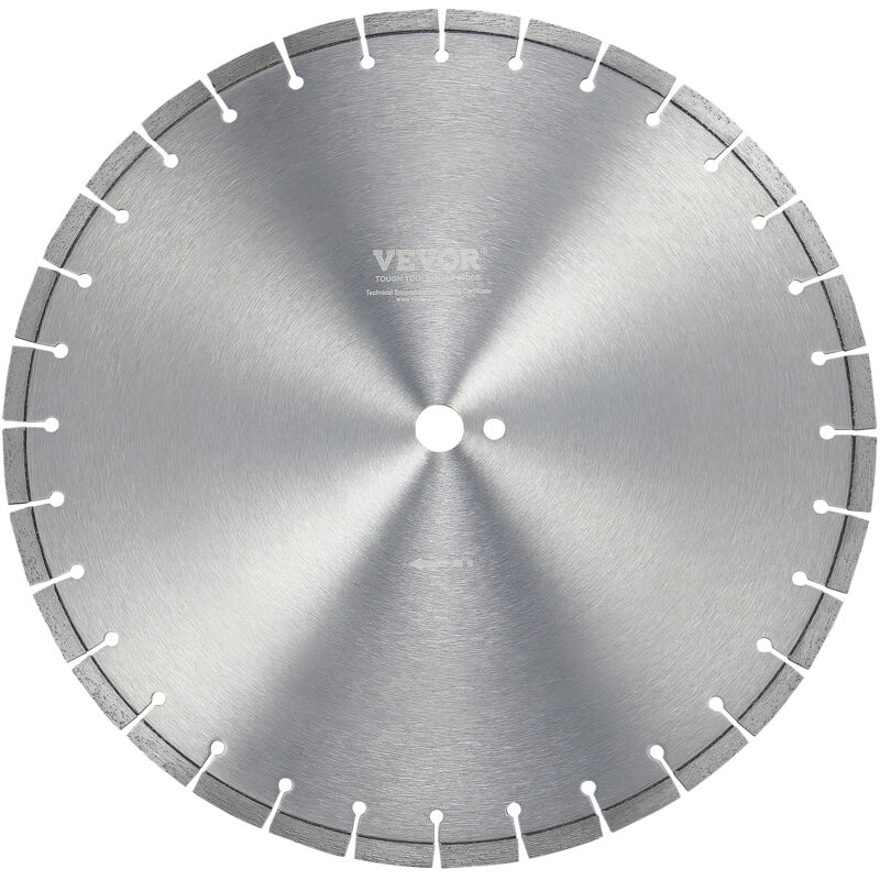 VEVOR Diamantzaagblad Betonzaagblad 45 cm voor nat of droog werk, 12 mm diamantsegmentzaagblad met vlakke tanden, middengatdiameter 25,4 mm, voor beton, cementplaten, tegels, bakstenen