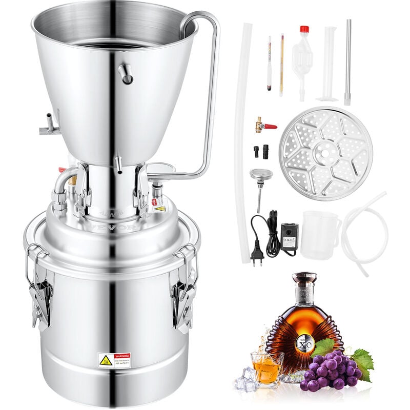 Vevor Distillateur Alambic 70 l Chaudiere a Spiritueux en Inox Alimentaire Distillateur deAlcool avec Pompe Baril de Condensation Kit de Brassage de