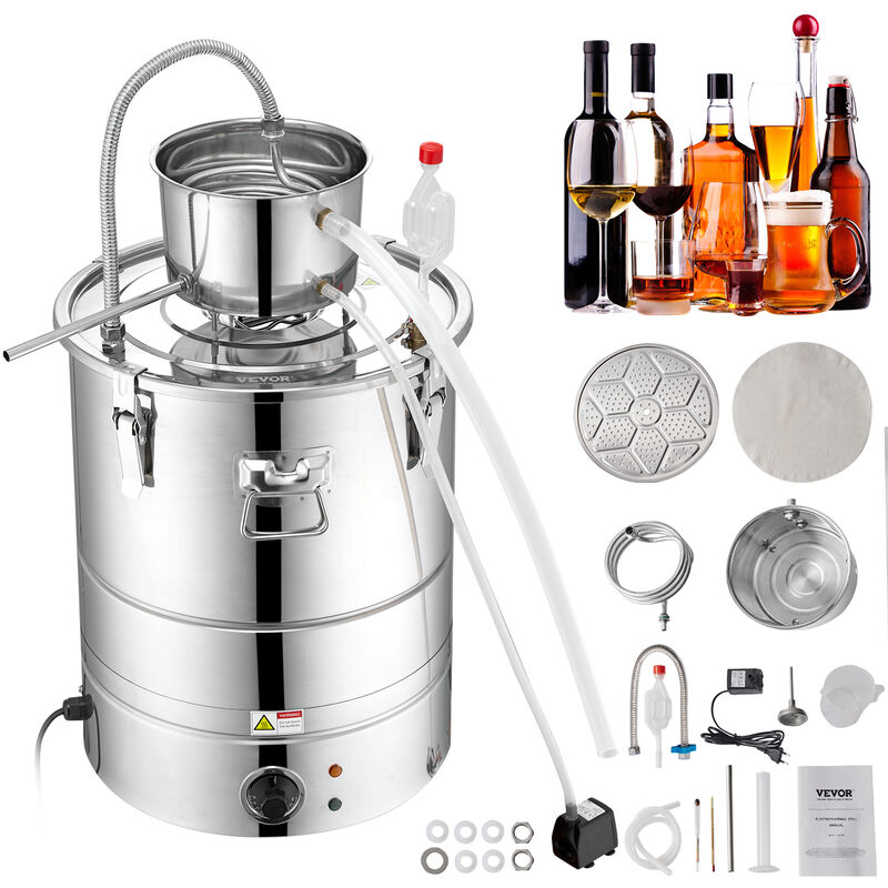 Vevor Distillateur Alambic Integre 50 l Chaudiere a Spiritueux en Inox Alimentaire Distillateur deAlcool et d'Eau avec Pompe Baril de Condensation