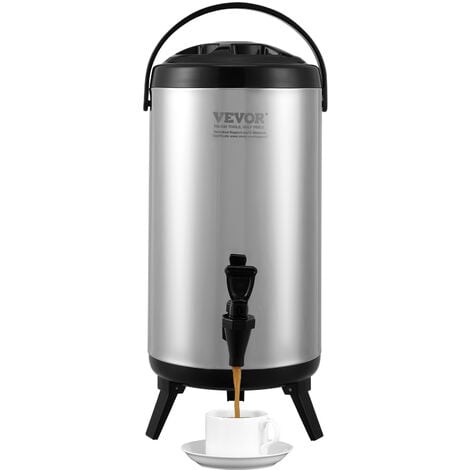 MOPHORN VEVOR Distributeur de Boissons Isotherme 9,2L Distributeur d’Eau Chaude et Froide Non Electrique Inox Alimentaire Conservation 4-6H Conteneur Isotherme avec Robinet Portable pour Restauration