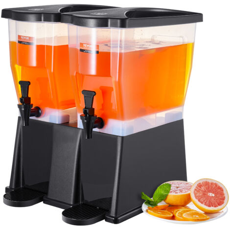 VEVOR Distributore di Bevande 450 x 415 x 530 mm Distributore di Succo di Plastica da 11 Litri x 2 con Coperchio con Rubinetto, Distributore di Acqua per Succo di Limonata, Te Freddo, per Ristoranti