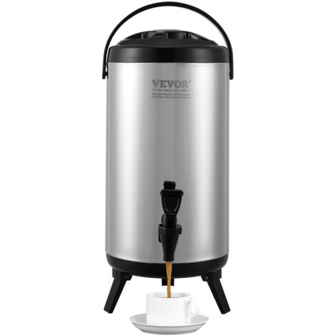 VEVOR Distributore per Bevande Isotermico con Rubinetto di Erogazione Capienza ca. 9,2L Materiale Acciaio Inox per Buffet Festa Evento, Contenitore Isotermico per Distribuzione Bevande Calde / Fredde