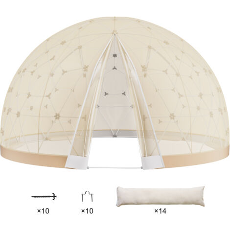 VEVOR Dome Bubble Tent, 12FT Double Cover ( Transparent & Light Yellow Cover), Outdoor Geodesic House Shelter, Upgraded Igloo Waterproof for Camping,Patio, Dining Backyard, Party