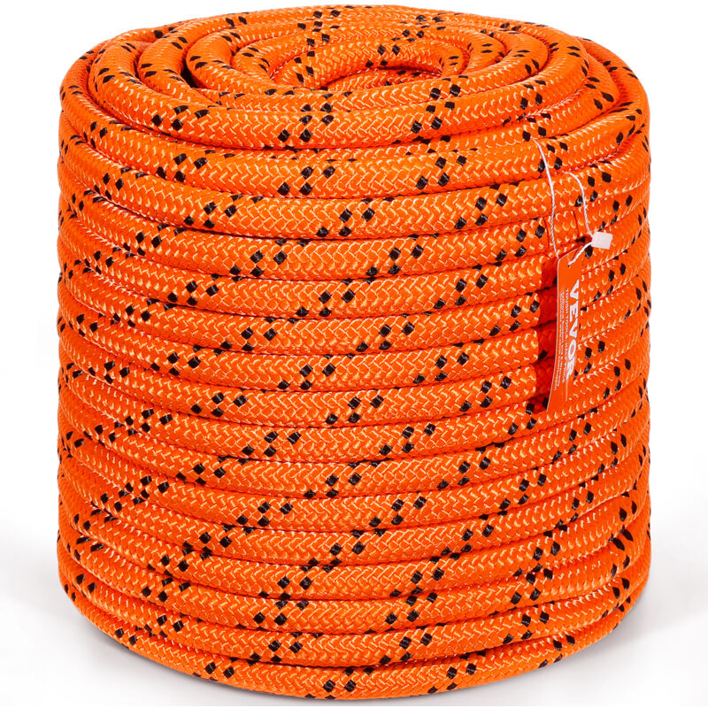 Vevor Doppelt Geflochtenes Polyesterseil, 3/4 Zoll X 220 Fuß, 24 Stränge, 20.000 Pfund Bruchfestigkeit, Outdoor-kletterseil, Baumpflegeseil Für