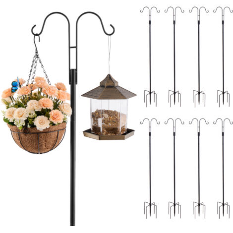 VEVOR Double Shepherds Hooks for Outdoor, 8 Pack 1560 mm Heavy Duty Bird Feeder Pole, 19 mm Thick Garden Hooks for Hanging Hummingbird Feeder, Plant Baskets, Solar Light Lanterns,Wind Chimes