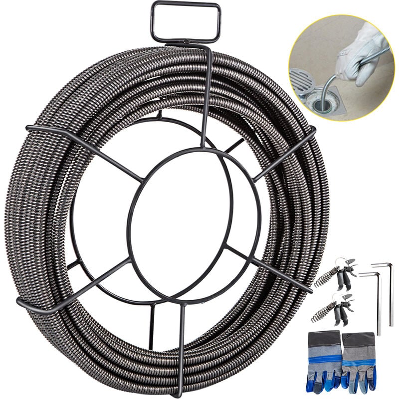 Vevor - Drain Cleaning Cable 75 Feet x 3/8 Inch Solid Core Cable Sewer Cable Drain Auger Cable Cleaner Snake Clog Pipe Drain Cleaning Cable Sewer