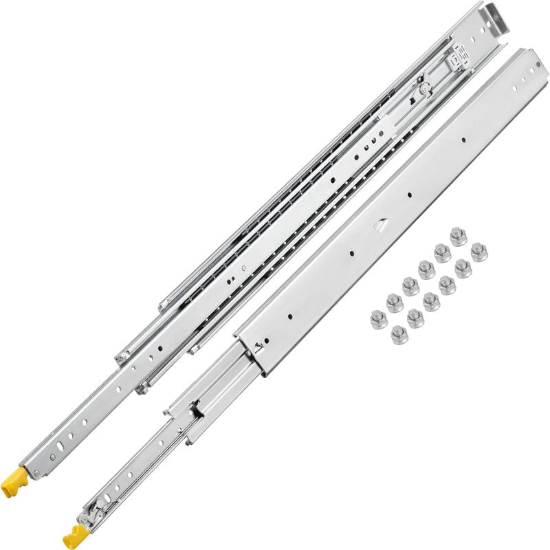 Vevor - Drawer Slides with Lock, 1 Pair 40 inch, Heavy-Duty Industrial Steel up to 500 lbs Capacity, 3-Fold Full Extension, Ball Bearing Lock-in &