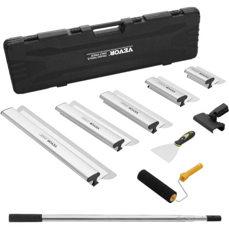 VEVOR Drywall Skimming Blade Set, 7/10/14/16/24 in Skimming Blades + 34 - 81.6 in Extension Handle Pole, Stainless Steel Knife Professional Skim Coat Tools, for Gyprock/WallBoard/Plasterboard