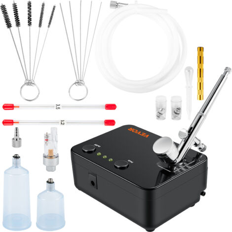 VEVOR Dual Action Airbrush Set mit Lackierpistole, 30 psi ± 15 % Luftkompressor 230 V Airbrushpistole Set für Make-up, Maniküre, Tätowierung, Malerei-Design, Kunsthandwerk, Lebensmitteldekoration