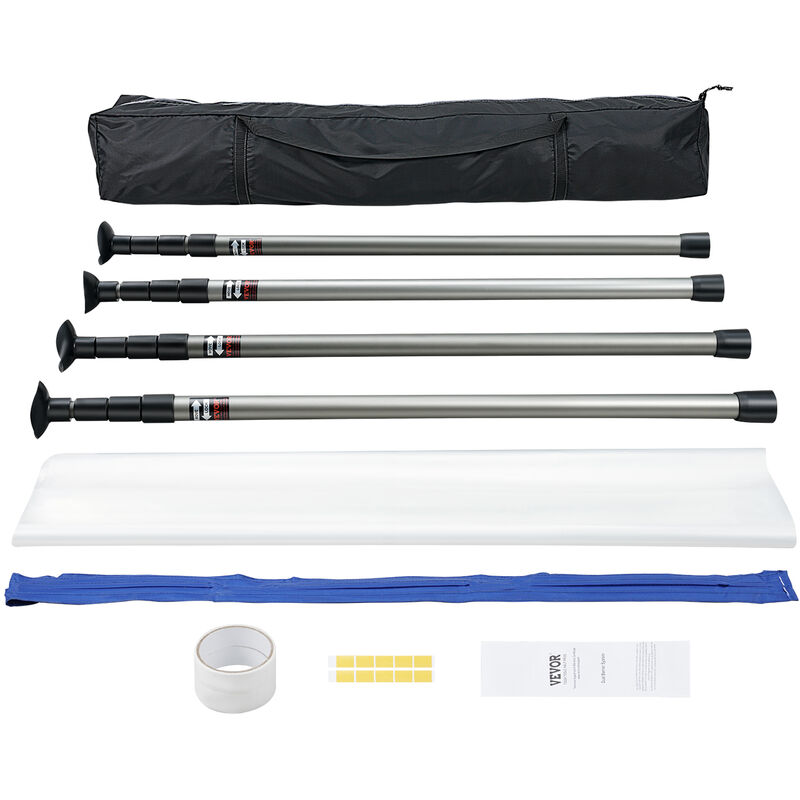 Mophorn - vevor Dust Barrier Poles, 10 Ft Spring Barrier Loaded Poles, Dust Barrier System with 4 Telescoping Poles, Magnetic Zipper, Carry Bag and