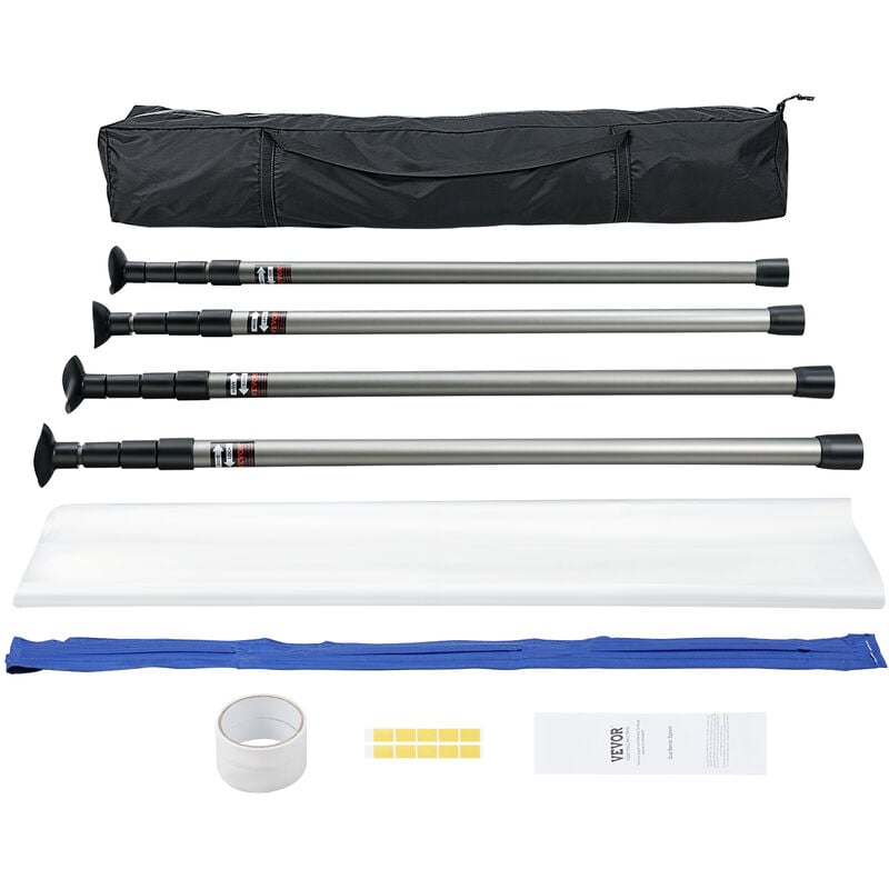 Mophorn - vevor Dust Barrier Poles, 12 Ft Spring Barrier Loaded Poles, Dust Barrier System with 4 Telescoping Poles, Magnetic Zipper, Carry Bag and