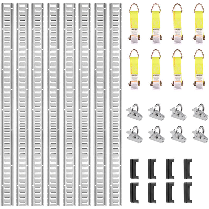 Image of Mophorn - vevor E-Track Tie Down Kit, 34 Pezzi VV-ETS-TD534S Capacita 454kg Lunghezza 5 Piedi Binari della Linea a E-track in Acciaio con Cinghie di