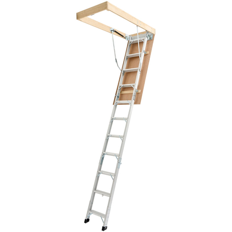 Echelle de Grenier, Capacite Charge 170 kg, Escalier de Grenier Escamotable, Hauteur Installation 3 a 3,13 m, Marche 80 mm, Echelle Pliable