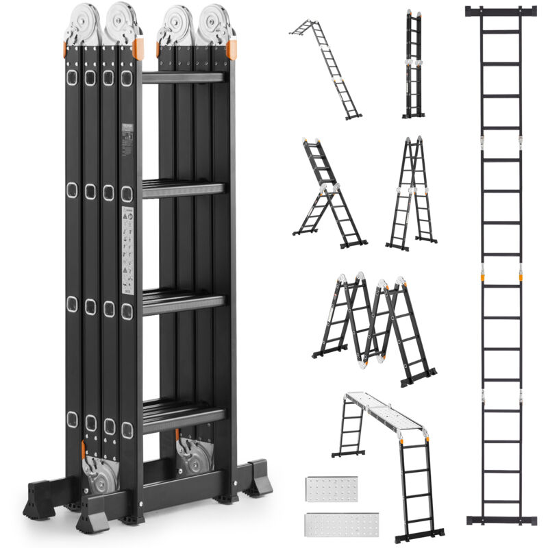 VEVOR Échelle Télescopique 7 en 1 Hauteur de Portée 465cm Capacité 150kg Cadre A 4 Marches