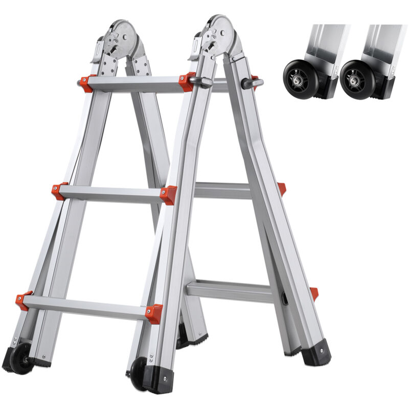 VEVOR Échelle télescopique à cadre en A en aluminium 3350 mm 149,7 kg extérieur