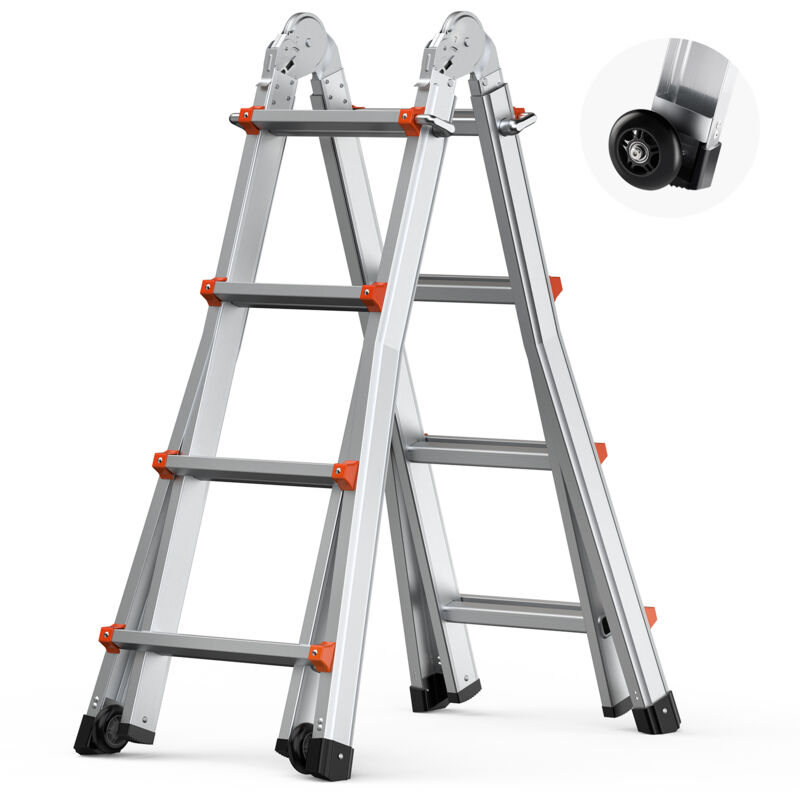 VEVOR Échelle Télescopique à Cadre en A en Aluminium 400cm Capacité 149,7kg Extérieur