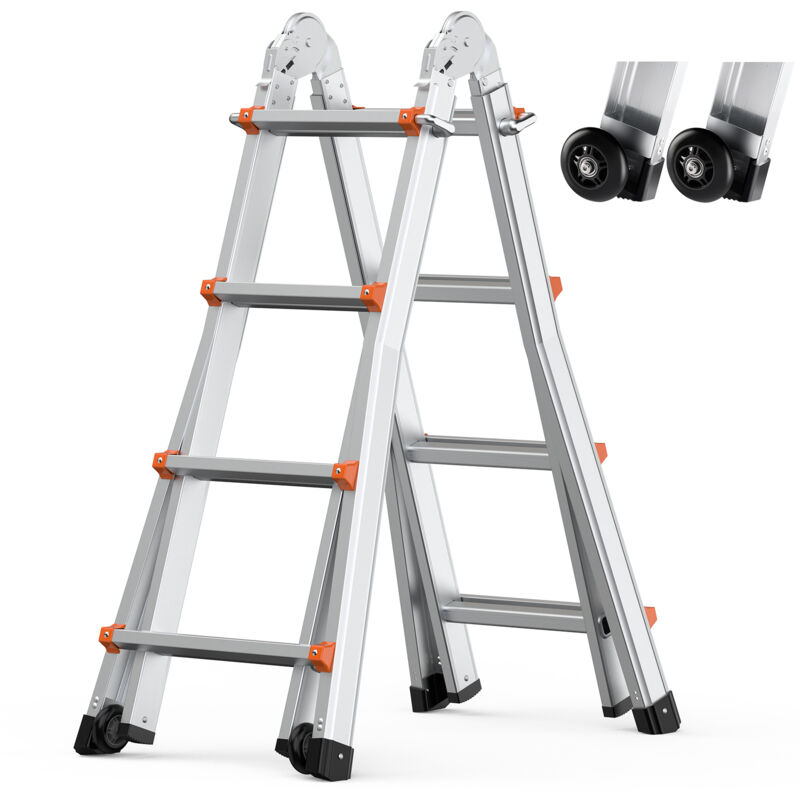 VEVOR Échelle télescopique à cadre en A en aluminium 4670 mm 149,7 kg extérieur