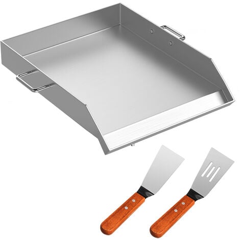 VEVOR Edelstahl Grillplatte, Weber Grillrost Edelstahl 40 x 45,7 x 8 cm,   Grillrost rund mit große Oberfläche, Grillrost Gusseisen mit 2 Schaufeln, Plancha passend für Grills der Weber Baureihe