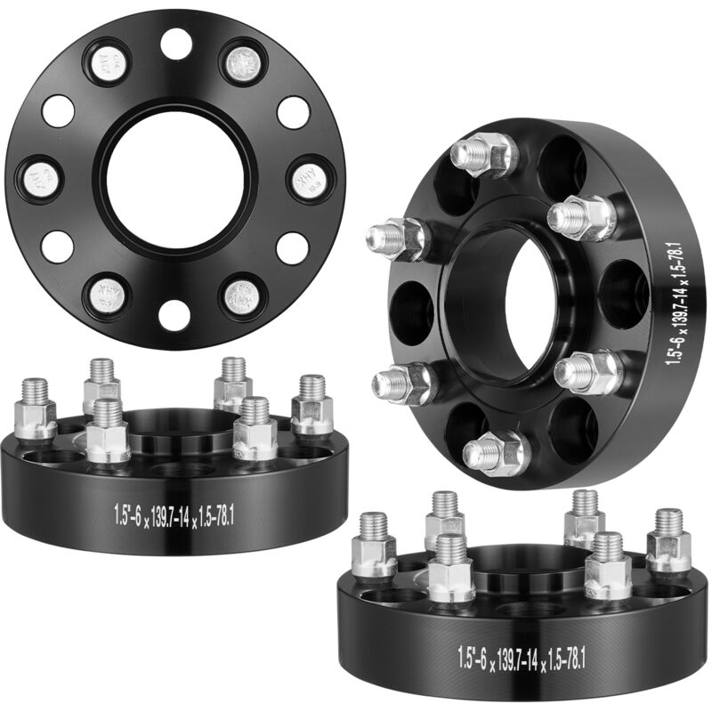Vevor - Elargisseur de Voie 4PCs Epaisseur 38 mm, Entretoises de Roue 6 Boulons, Modeles de Boulons 152x140 mm, Alesage 78,1 mm, Filetage M14x1,5,