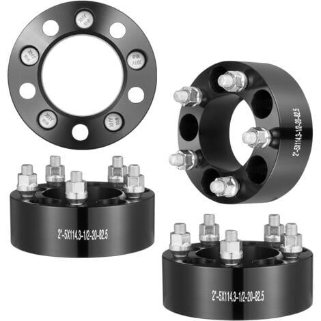 VEVOR Elargisseur de Voie 4PCs Epaisseur 51 mm, Entretoises de Roue 5 Boulons, Modeles de Boulons 127x114 mm, Alesage Diametre de 82,5 mm, Goujons 1/2"-20, Compatible avec Jeep et Ford 1984-2018