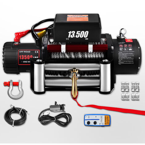 VEVOR Elektrische Seilwinde 13500lbs 12V 6123.5KG 6.8HP 5KW Gear Train Stahlseil