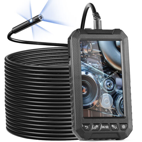 Endoscope Caméra D'inspection 1080p HD - Câble Semi-rigide 5m, étanche IP67, 8 LEDs, Compatible Android/iOS