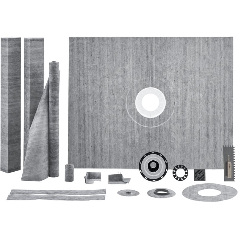 VEVOR Ensemble de bordure de douche, 1219 x 1524 mm, receveur de douche bride centrale en PVC 50,8 mm, grille en acier inoxydable et joint etanche,