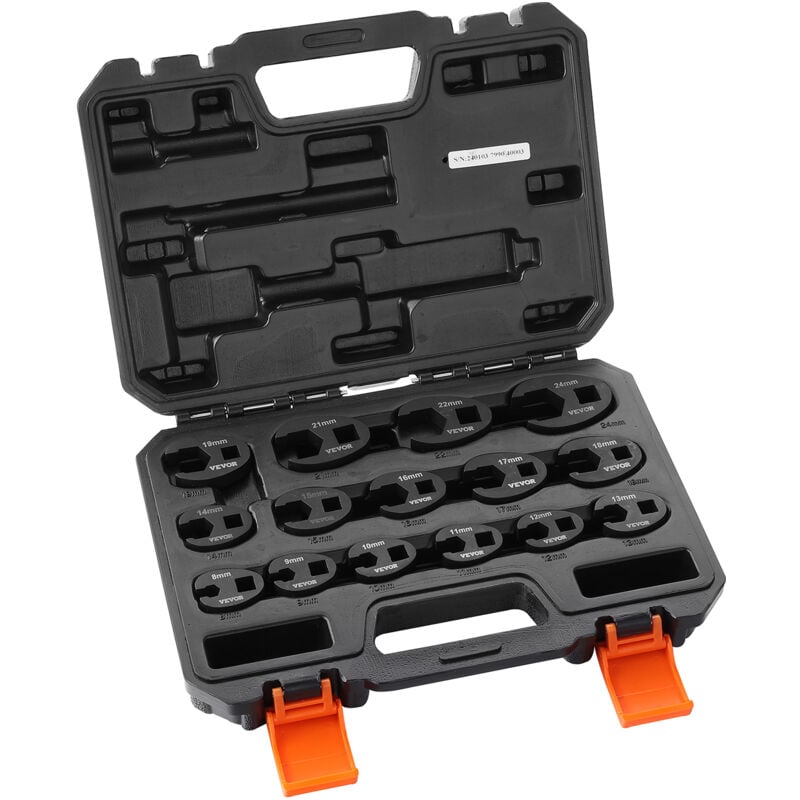 Vevor - Ensemble de Cles a Pattes d'Oie 15PCs Entrainement 1/2' et 3/8', Cle Pied de Biche en Acier cr-mo, avec Mallette de Transport, Compatible