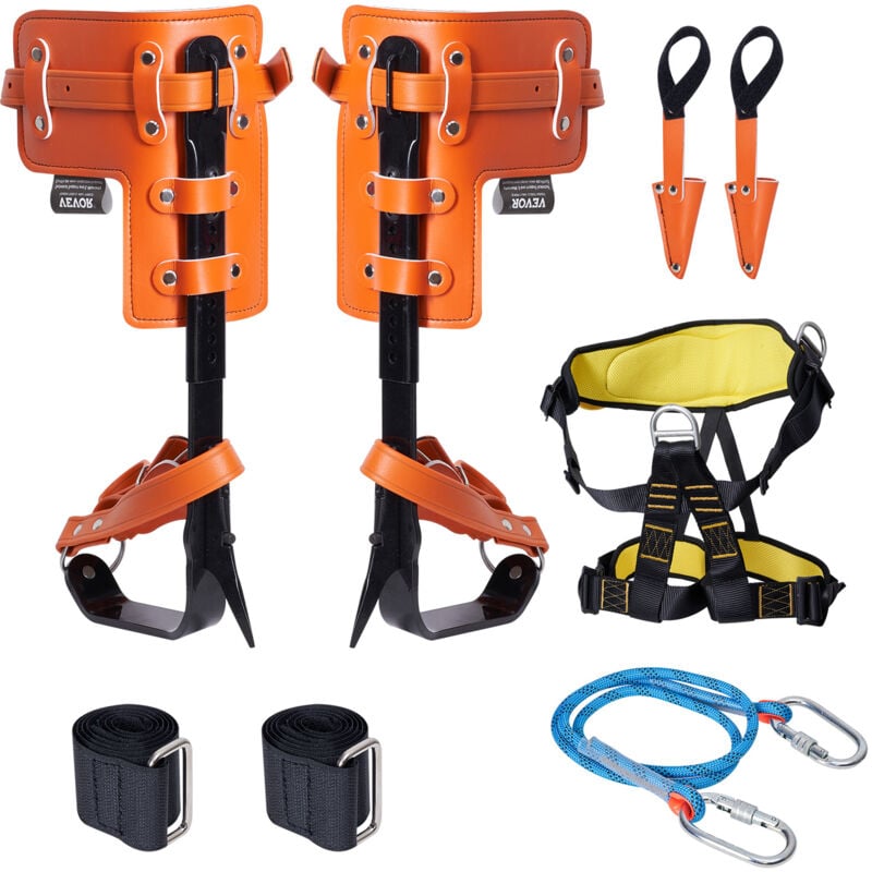 Vevor - Ensemble de pointes deescalade dearbre, 1 paire, crampons deescalade dearbre en acier allie, charge de 158 kg, avec corde de securite et