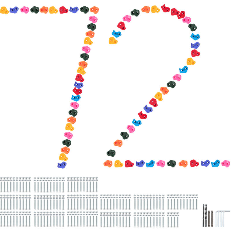Ensemble de prises deescalade 72 pieces, differentes tailles et couleurs, adapte aux enfants et aux adultes, comprend le materiel deinstallation,