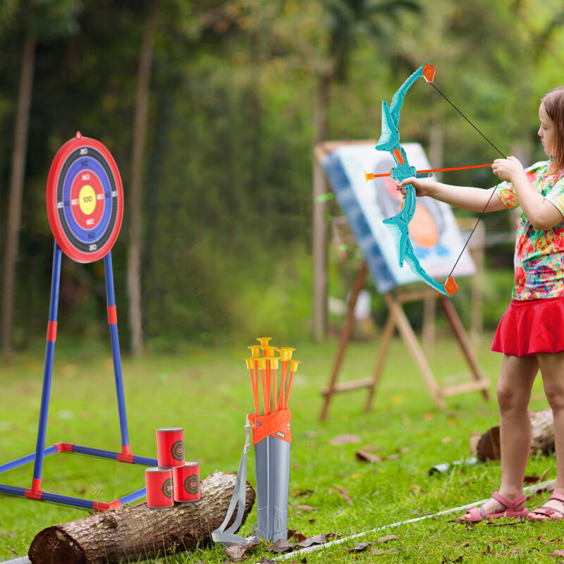 Vevor - Ensemble dearc et fleches pour enfants, kit tir a larc lumineux a led, avec 10 fleches a ventouse, cible debout, carquois, 3 canettes de