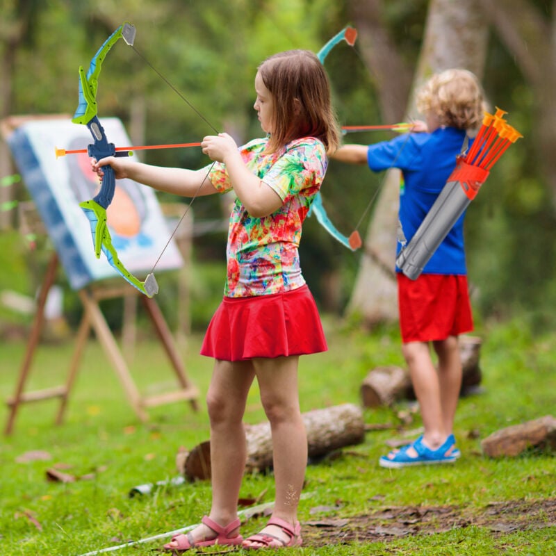 Vevor - Ensemble dearc fleches pour enfants, lot de 2, kit tir a larc lumineux led, 20 fleches a ventouse, cible debout, 2 carquois, 3 canettes de