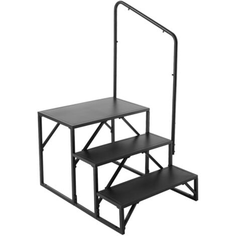 MOPHORN VEVOR Escalera para Vehículo Recreativo de 3 Escalones, Carga de 199,58 kg, Pasamanos de Acero al Carbono Engrosado Escalones Antideslizantes, para Vehículos Recreativos, Remolques, Autocaravanas