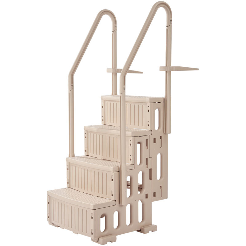VEVOR Swimming Pool Ladder, 4-Step Double Handrails Stairs with Non-slip Heavy Duty Steps, Max Load Capacity 400 lbs, for 48-54 In Inground & Above-ground Pools of Any Decking Surface, Taupe