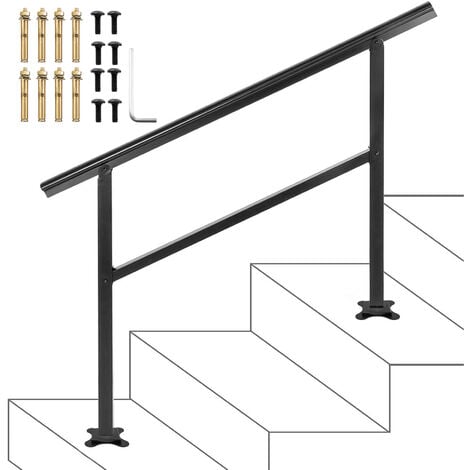 VEVOR Escalier Extérieur de Main Courante 121 x 89,5 cm Noir pour 3 à 4 étapes